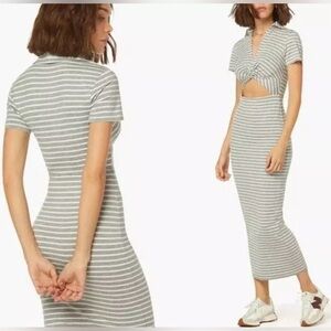 Favorite Daughter The Day To Night Maxi Gray/White Striped Cut-Out Dress Size XL